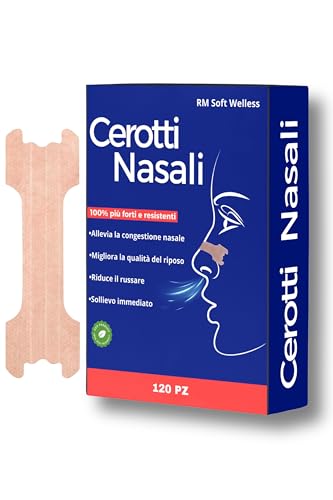 RM SOFT WELLNESS 120 Cerotti Nasali Respira Bene, Rimedi Antirussamento, Congestione Nasale, Cerotti Nasali Sport per Respirare Meglio dal Naso, Libera il Respiro, Migliora la Tua Vita, Nasal Strips