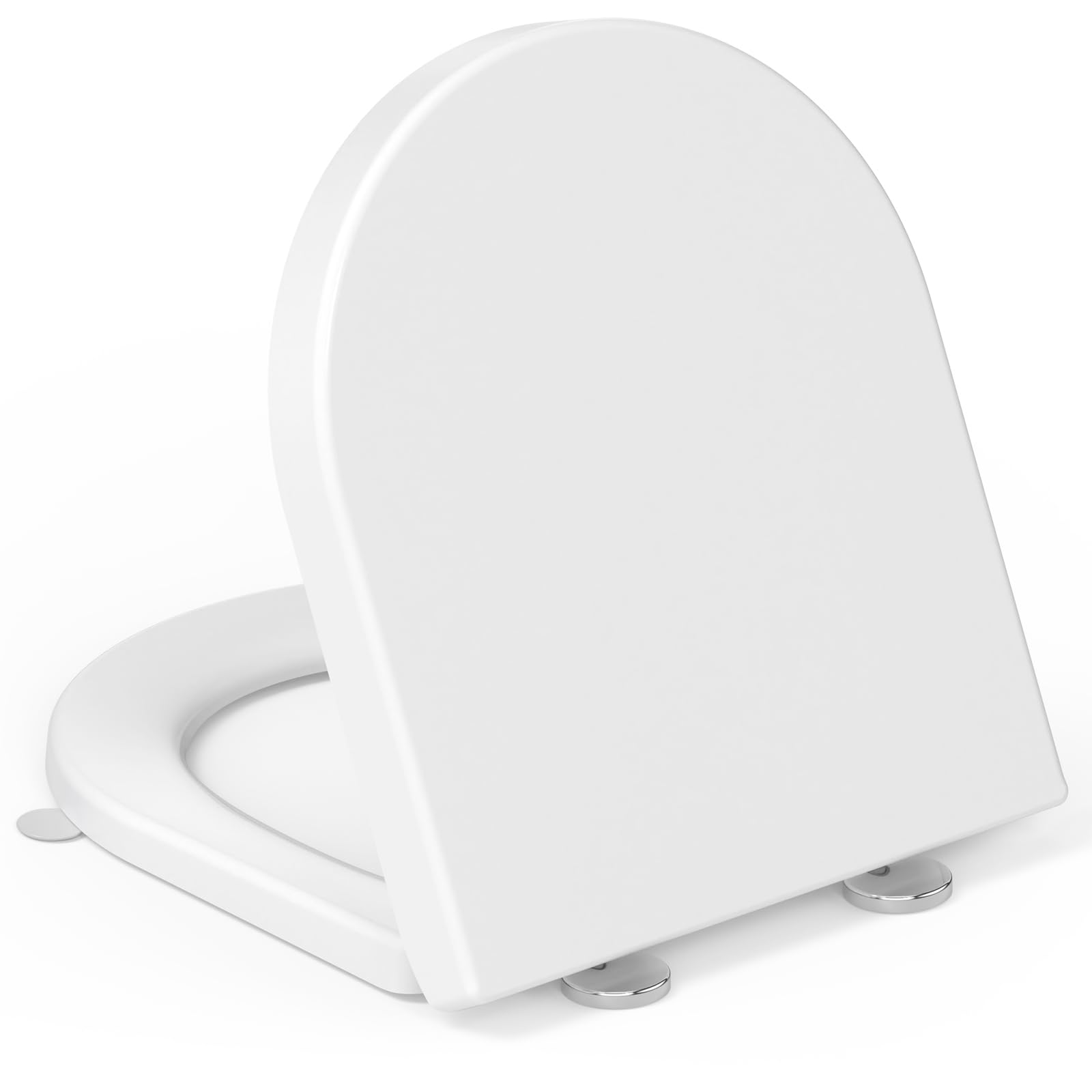 Yeaupe Pro White D,42.5*36.3*4.9Cm Toilet Seat Soft Close D Shaped - White Urea-Formaldehyde Loo Seats With Adjustable Hinge Quick Release For Easy Cleaning,Anti-Slip Bathroom Bowl Seating,Standard Toilet Seats 42.5*36.3Cm