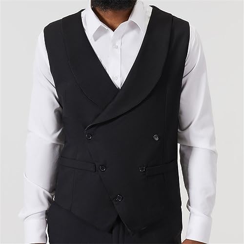 Dvbfufv Mens Fashion Shawl Collar Double Breasted Tuxedo Vest Slim Fit Business Wedding Dress Waistcoat3