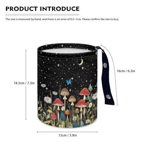 Image of Collapsible Mushroom Butterfly Daisy Trash Can - Accessories for Cars, Camping & Family Gatherings, Easy to Clean, Waterproof