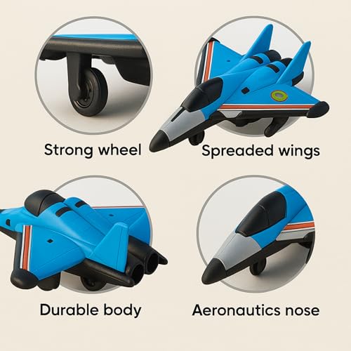 Image of KIDZYMON Die-Cast Metal Fighter Jets, Pull Back Military Aircraft Toys, Durable Metal Millitary Jet Plane, Friction Operated, Pack of 6 Jet, Size 3.7 Inch, Age 3+