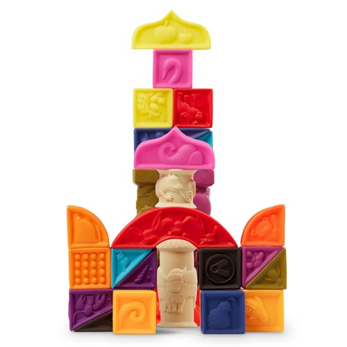 Image of B. toys – Alphabet Learning Blocks for Babies & Toddlers – 26 Soft Squeezable ABC Blocks with Textured Animals – Educational Toys for Sensory Play, Bath Time & Early Development – 6+ Months
