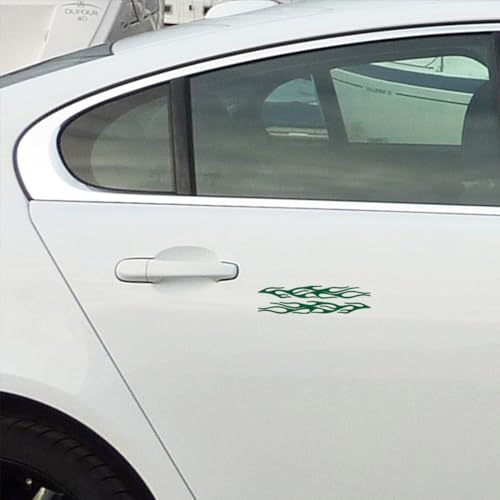 Image of Flame Stripe Racing 4 (Green) (Set of 2) Premium Waterproof Vinyl Decal Stickers for Laptop Phone Accessory Helmet Car Window Bumper Mug Tuber Cup Door Wall Decoration