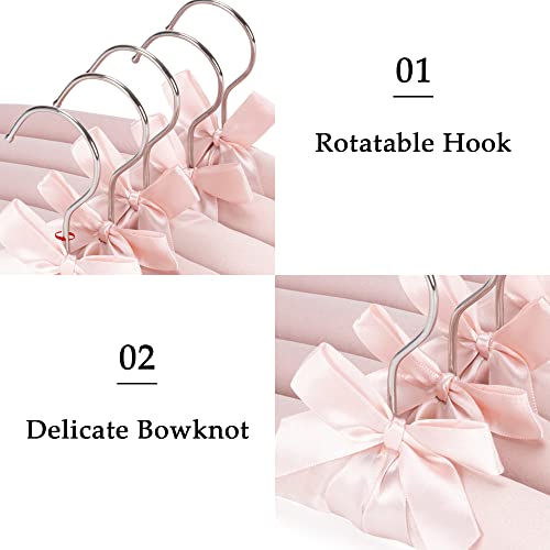 Neoviva 15 Inch Anti Slip Satin Padded Clothes Hangers For Women Pink Satin Padded Hangers For Women Clothing, No Shoulder Bump Hangers For Adult, Silk Hangers For Sweaters thumb #3