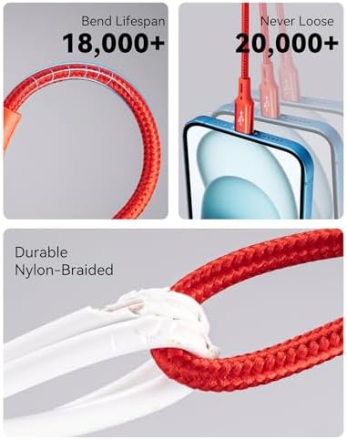 Multi Charging Cable, 3 in 1 Retractable Multiple Charger Cable, Fast Charging Cable, USB C Charger with Lightning/Micro/Type C for iPhone, iPad, Samsung, PS, Tablets & More (3,1ft) - 3