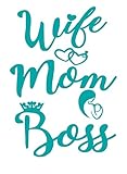 Teal Wife-Mom-Boss Decal Vinyl Sticker Graphics|UR Impressions|for Cars Trucks SUV Vans Walls Windows Laptop|Teal|5.5 X 4.4 Inch|URI307-T