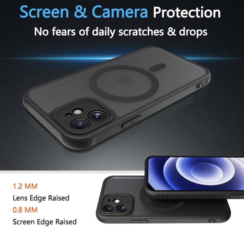 Image of for iPhone 12 Case [Compatible with Magsafe] Translucent Matte Phone Cover, [10 FT Military Grade Drop Protection] Slim Durable Shockproof Protective Bumper (Black Magnetic, iPhone 12)
