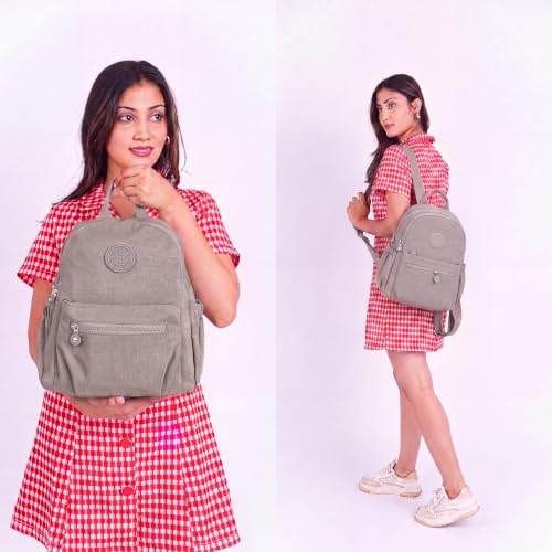 Image of TS WITH TECHSUN Stylish Women Mini Backpack | Lightweight Travel Small Nylon Bag with Multiple Pockets | Anti-Theft Zipper Pocket | Casual, Work, Office, Picnic Backpack for Girls