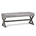SIMPLIHOME Salinger 48 inch Wide Contemporary Rectangle Ottoman Bench in Distressed Grey Taupe Vegan Faux Leather, Assembled for the Living Room and Bedroom