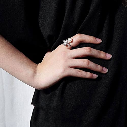 Bague ajustable en argent S925 et véritable perle de culture d'eau douce