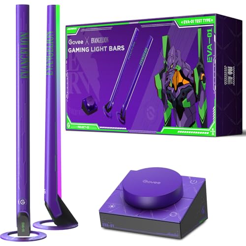 Govee x Evangelion RGBIC Gaming Light Bars H6047 with Smart Controller, Wi-Fi Smart LED Gaming Lights with Music Modes, 62 Scene Modes Built, Work with Alexa & Google Assistant, Game Room Light Decor
