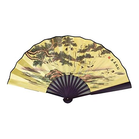 Bamboo Chinese Fan Tai Chi Kung Fu Folding Fans Made of Silk and Elastic Bamboo(13inch) Cover