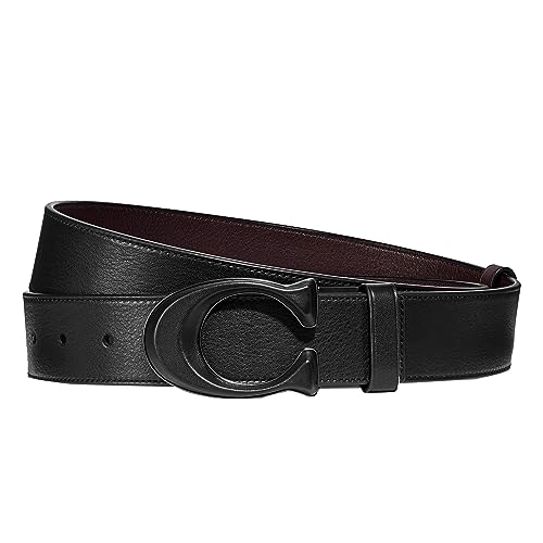 Coach Mens Signature Buckle Cut To Size Reversible 38 Mm Belt, Black/Ox Blood