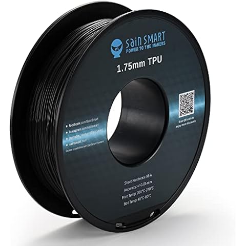 SainSmart 101-90-164 Black Flexible TPU 3D Printing Filament, 1.75 mm, 0.8 kg, Dimensional Accuracy +/- 0.05 mm Cover