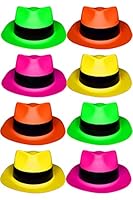 UV FLOOR - 12er Set Neon-Hüte (S/M) - Spezial Schwarzlicht und Ultraviolett - 4 leuchtende Farben - Neon-Zubehör - Dünner Kunststoff