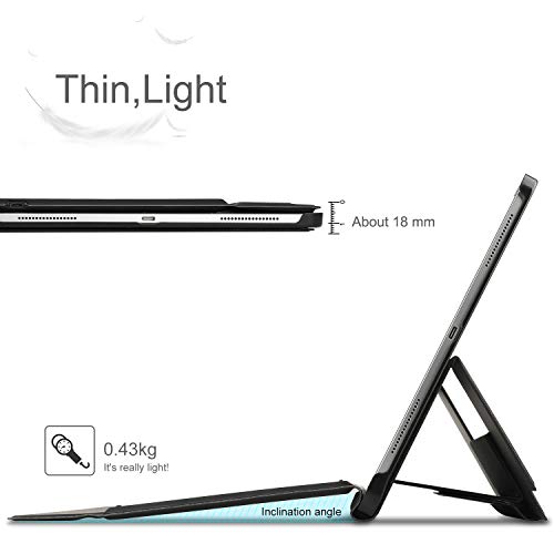 IVSO Case with Keyboard for ipad pro 12.9 2018-3rd Gen One-Piece Wireless Keyboard Stand Case Cover Auto Wake Sleep Apple Pencil Charging Supported Fit for Apple ipad pro 12.9 2018 (Black) - Thumbnail 2