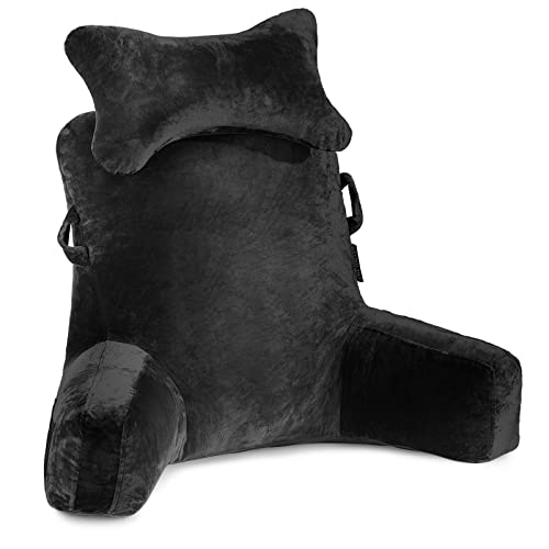 Image of Reading Pillow-Extra Large 31" Bed Rest Pillow with Detachable Neck Roll & Arms for Sitting in Bed or Couch-Backrest Reading Pillow Adult Back Pillows for Reading,Watching TV,Gaming,Relaxing-Black