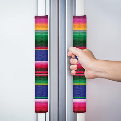 Image of Pardick Refrigerator Door Handle Covers Set of 2 Colorful Rainbow Washable Fridge Dishwasher Mocrowave Oven Door Decor Protector Handle Cover Keep Your Kitchen Appliance Clean from Food Stains