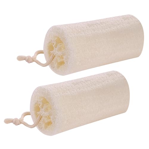 Natural Loofah Sponge (2 Pack), 5“ Natural Loofah Exfoliating Body Scrubber Organic Egyptian Loofa Eco Friendly 100% All Natural luffa Cleaning for Deep Clean Skin Care Bath Spa Shower Men Women