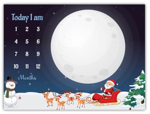 Image of Baby Monthly Milestone Blanket | 1-12 Months | Soft All-Season AC Blanket | Ideal for Newborn Boys & Girls | Perfect Growth Tracker & Photoshoot Prop with Christmas Theme | 120x90 cm