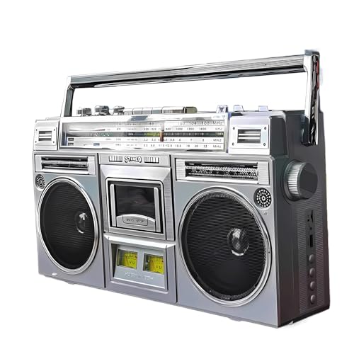 Bluetooth Boombox mit Kassettenspieler und AM/FM-Radio, wandelt Kassetten in Digital über USB/SD-Eingang um
