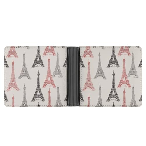 Vintage Abstract Tower Soft PU Leather Bifold Wallet, Coin Purse Credit Pass Case, Durable Card-Holder Slim Billfold for Men Woman Money Storage3