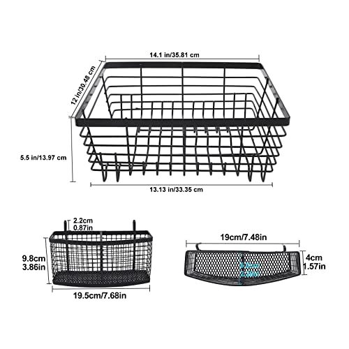 TQVAI Kitchen Dish Drying Rack Metal Dish Drainer with Full-Mesh Silverware Utensils Basket Holder, Black