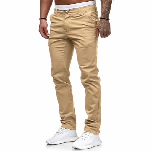 Mens Dress Pants Slim Fit Chinos Stretch Fashion Pant Skinny Leg Light Khaki2