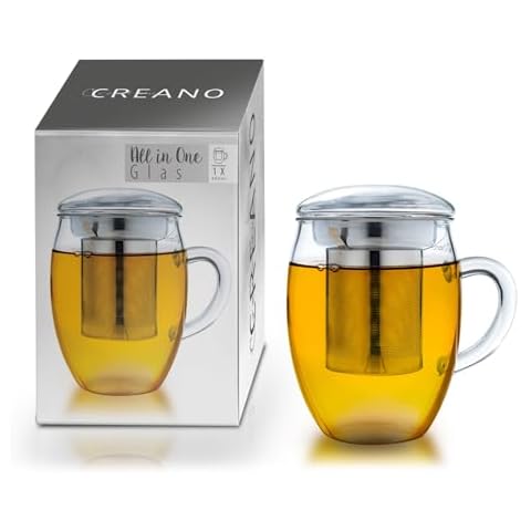 Creano 400ml Tea Glass with Infuser Cover