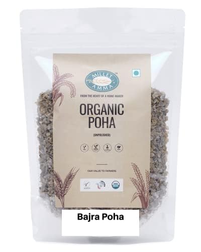 Millet Amma Organic Bajra Poha 1 Kg (2 Packs of 500 Gms)