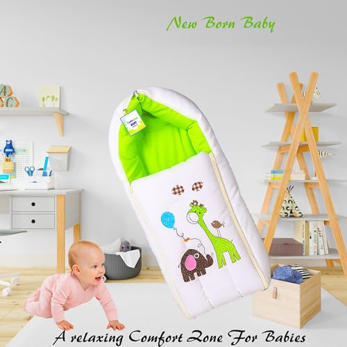 Image of Toddylon Cotton Baby Bedding Set New Born Baby Bed | Carry Bag | Mattress | Mosquito Net | Insect Protector | Infants Carry Bed (0-6 Months) Green (2PCS Set), 24 tc