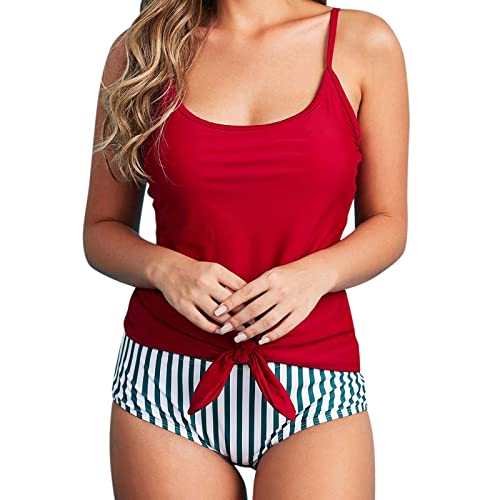 Ensemble tankini femme rayé rouge taille XL maillot deux pièces
