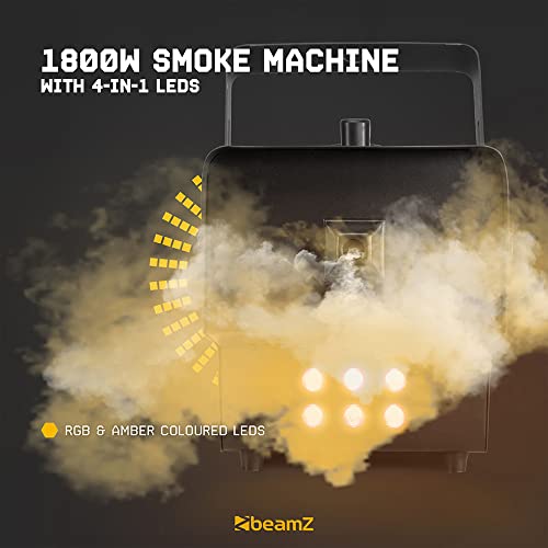 beamz Rage 1800LED DMX Smoke Machine with LED Light Effect - Powerful 1800W DJ Fog Machine for Parties, Clubs & Events, Perfect for Stage Effects & Ultimate Party Smoke Experience - Image 2