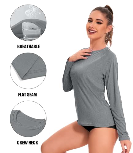 6 Pack Women's Quick Dry Fit Long Sleeve Shirts, UPF 50+ Rash Guard Swim Fishing SPF UV Sun Protection Shirts4