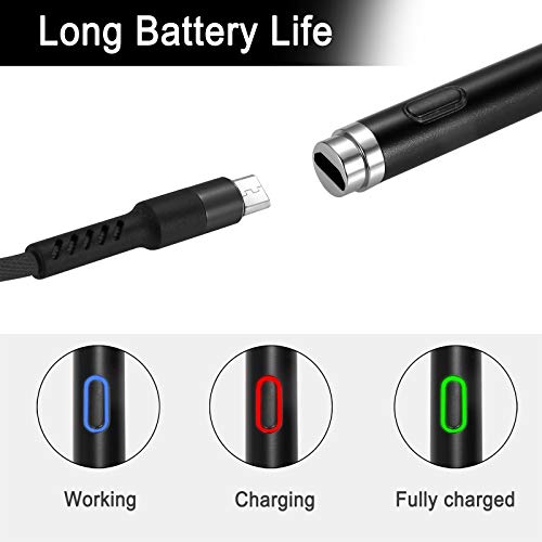 Active Stylus Pens for Touch Screens, Digital Stylish Pen Pencil Rechargeable Compatible with Most Capacitive Touch Screens (Black)