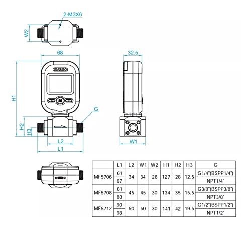 Débitmètre de masse pour gaz MF5712 flowmètre d'air comprimé numérique 250L - 6