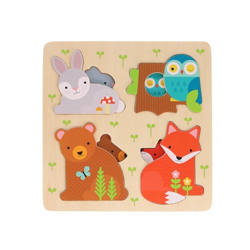 Petit Collage: Reveal Puzzle You are My Baby | 8-piece Layered Puzzle with Chunky Wooden Pieces | Match The Baby to The Parent |Great for Ages 2+