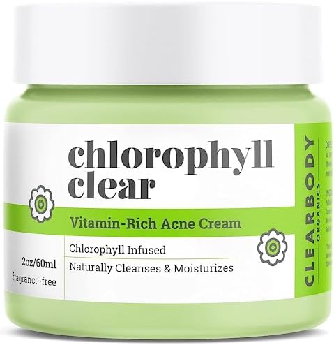 Chlorophyll Clear Tea Tree Oil for Acne Cream & Chlorophyll Cream (2oz) - Tea Tree Acne Moisturizer for Face - Vitamin Rich - Day & Night Moisturizer Women & Men - Suitable for All Skin Types