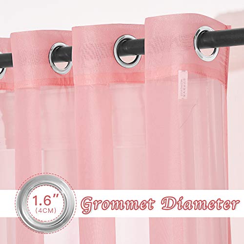 Image of NICETOWN Sheer Curtains Extra Long 96-inch - Grommet Casual Style Airy & Breathable with Amount Light Sheer Panels for Patio /Glass Door (108 inches Wide Total 2 Pieces, Coral)