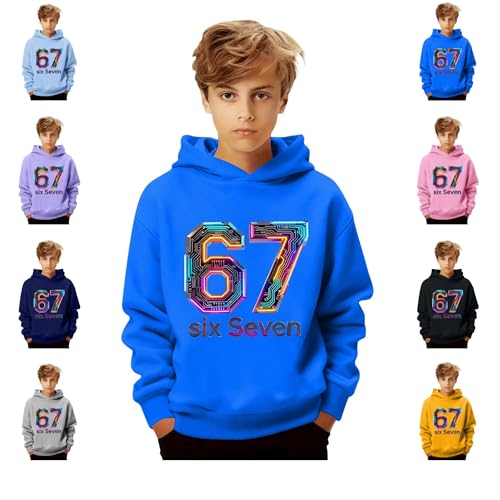 Genérico 67 Fun Meme Jersey Sudadera con Capucha 6 7 Meme Disfraz Manga Larga Sudadera Six Seven Sudadera Divertida Sudadera con Capucha para Niños Niñas Casual