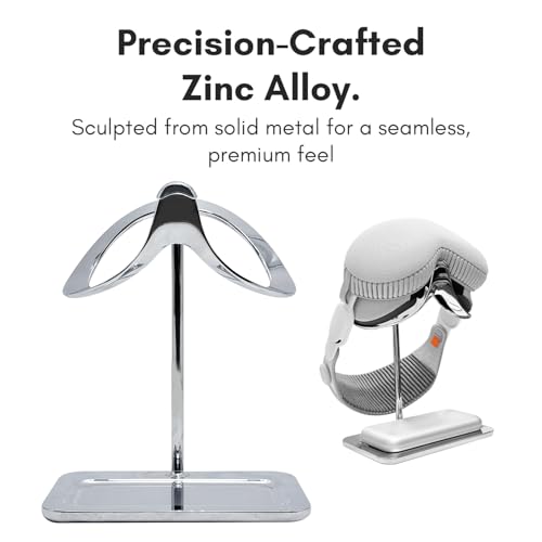 Macally Apple Vision Pro Stand with Battery Holder - Premium Full Zinc Alloy, 2.31lb Heavy Base for Stability, Minimalist Display Cradle with Lens Protection - Apple Vision Pro Accessories