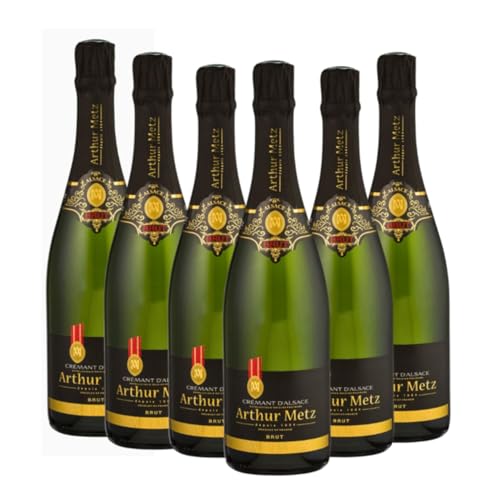 Arthur Metz Crémant d'Alsace Brut | 6 x 0,75 L | 12% Vol. | Traditioneller Schaumwein | Elsässer Eleganz & Frische | Perfekt für Feierlichkeiten