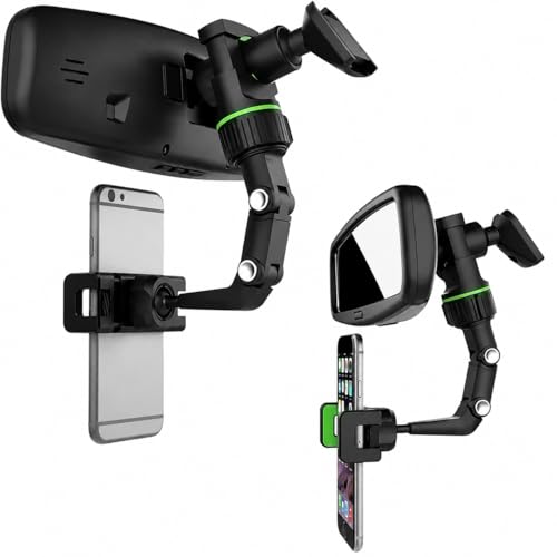 Suporte para Celular de Carro para Retrovisor | Rotação 360°, Braço Retrátil e Ajustável | Fixação Segura | Compatível com Todos os Celulares
