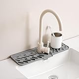 Silicone Faucet Splash-Proof pad, Multifunctional Water-Saving Splash-Proof Cushion, Universal Faucet Cover, Suitable for Kitchen and Bathroom Sink Faucet (Gray, 17.7 * 5.5)