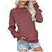 Women Crewneck Long Sleeve Sweatshirts Solid Color Pullover Tops No Hood Fall Fashion Comfort Sweaters with Pocket (Dark Red,Medium)