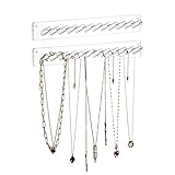 AITEE Necklace Holder, Acrylic Necklace Organizer Wall Mounted with 12 Hooks, for Hanging Necklace, Jewelry, Bangles, Bracelets and Rings, Best Gifts for Girls and Women(2 PACK)