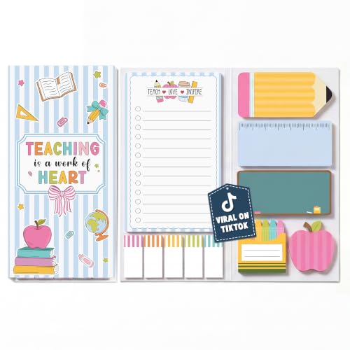 BEAWART Teacher Appreciation Gifts Sticky Note Pads, Bold Stripes Design