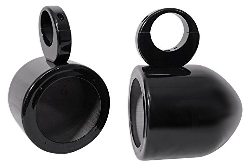 Image of Rockville MAC525B Bundle: 5.25 in Marine Wakeboard Tower Speaker Pod Enclosures Pair, MacSwivelB 360 Degree Swivel Clamp Mounts Pair, Waterproof Aluminum, Black, 2-Items