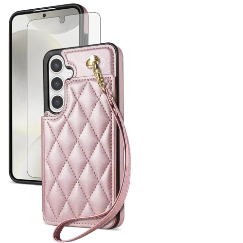 Étui de téléphone pour S25 design premium Asuwish XXFSK004 Or rose élégant