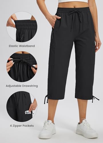 Libin Women's Hiking Capri Cargo Pants Cropped Summer Pants Black 3XL — view 5